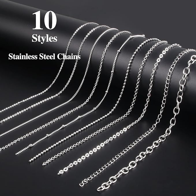 Necklace Chains for Jewelry Making, 78.7 Feet 10 Rolls Stainless Steel Jewelry - Image 2