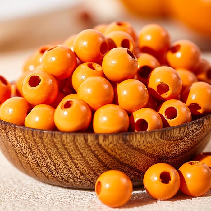 240pcs 16mm Wood Beads for Craft Orange Color DIY - Image 6