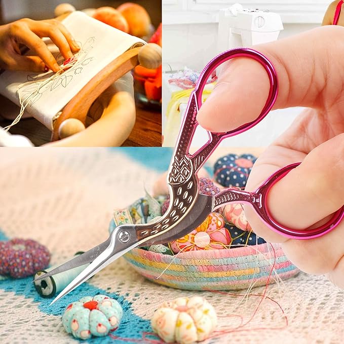 BIHRTC 3.6 Inch Embroidery Scissors Stainless Steel Sharp Tip Scissors with Leather Cover for Cross-stitch Crochet Sewing Crafting Embroidery Threading