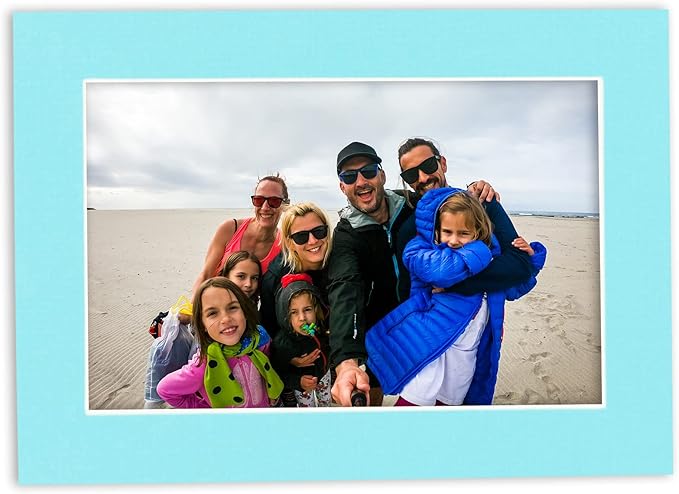 11x14 Mat for 8.5x11 Photo - Precut Aquamarine Blue Picture Matboard for Frames 11 x 14 Inches - Bevel Cut Matte to Display Art 8.5 x 11 Inches - Acid Free ONE MAT with Backing Board & Clear Bag