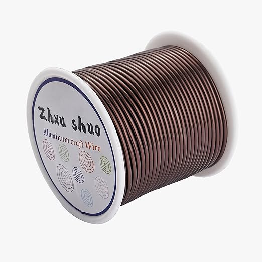 12 Gauge(2mm) Aluminum Wire 35 Yards Anodized Metal Wire for Bonsai Armature Crafting Sculpting Jewelry Craft Making Beading Floral (Light Brown, 12 Gauge)
