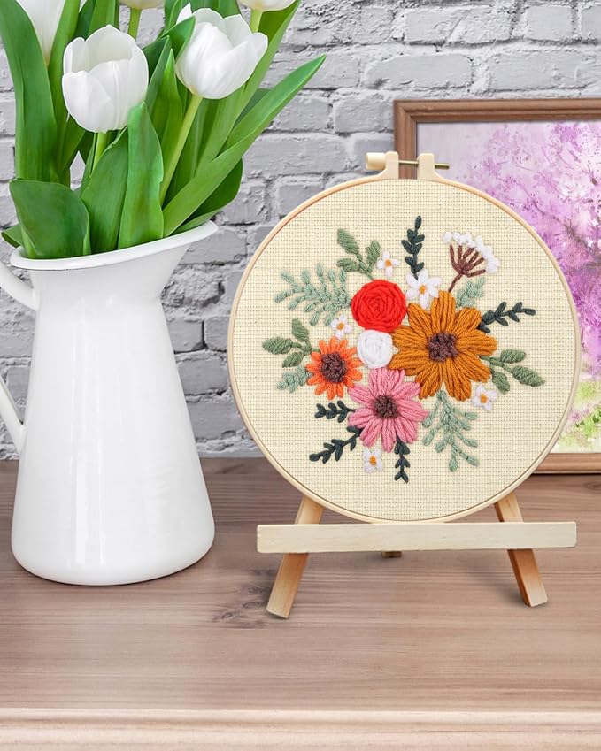 ERKOON Punch Needle Kit Beginners Adults, DIY Easy Flower Embroidery Set - Image 6