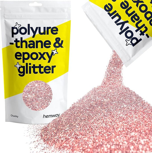 Hemway Polyurethane & Epoxy Resin Glitter 100g / 3.5oz Metallic Crystal Flake Additive for Flooring Jewelry Tumblers Glass Pigment - Chunky (1/40" 0.025" 0.6mm) - Light Rose Gold