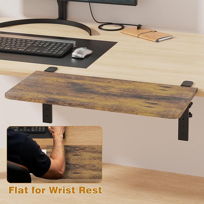 Desk Extender, 22-inch Clamp-On Desk Shelf, Height-Adjustable Desktop Shelf - Image 5