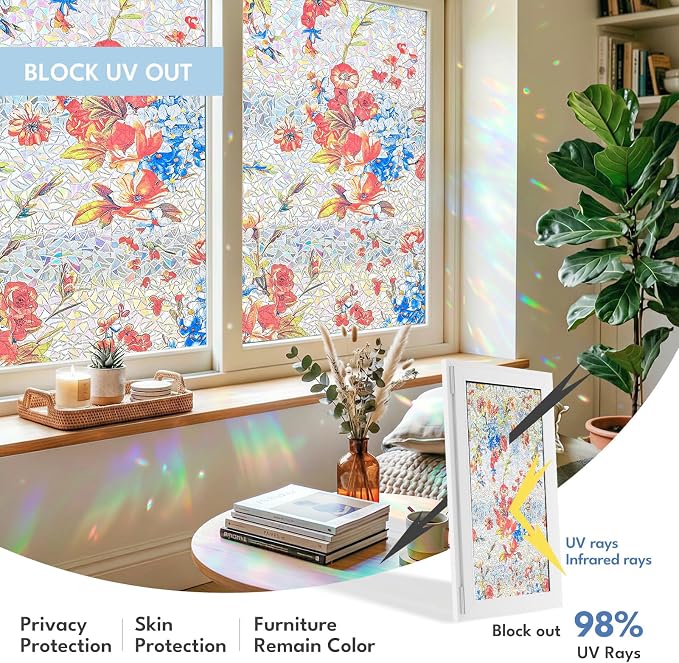 ADD.HERES Window Privacy Film, Stained Glass Decorative Static Cling, Removable - Image 4