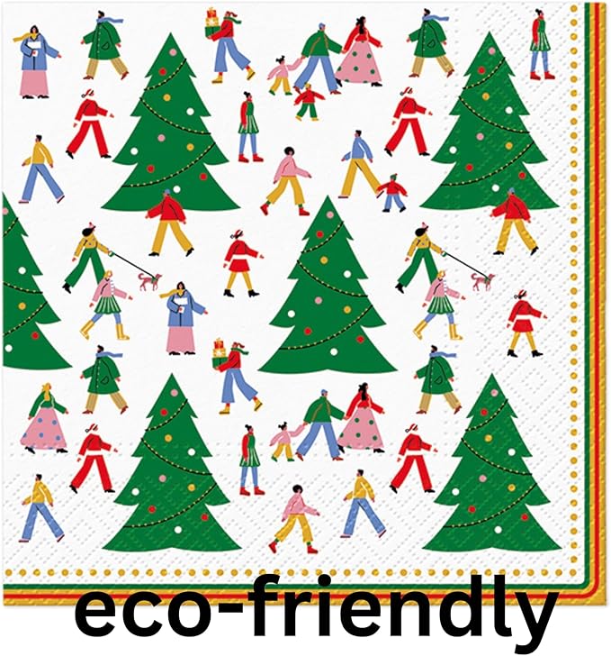 20-ct 13x13 Christmas Paper Decoupage Napkins, 3-Ply Servilletas Tissue Napkin for Dinner and Parties, Disposable Napkins (Christmas Hustle)