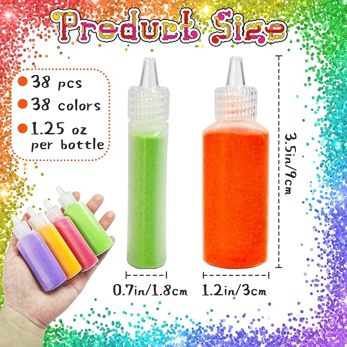 Panxxsen 38PCS Colored Art Sand Kit, 1.25oz Bottles DIY Craft Set - Image 2