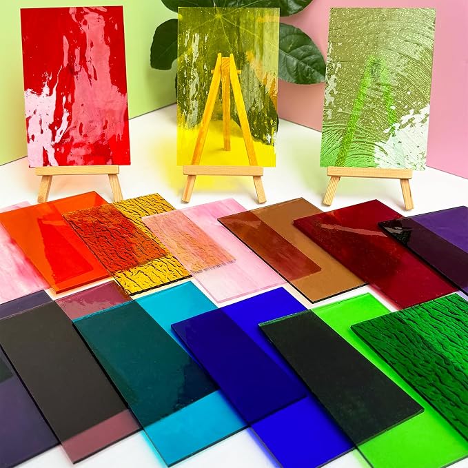 ILLUCKAI 36 Sheets Transparent Stained Glass Sheets, 6 x 4 Inch Cathedral Art - Image 2