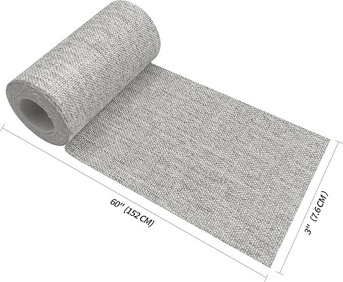 King Mountain Premium Linen Fabric Iron-on Repair Patch, Inside&Outside Fabric Repair Patch, 3"x60" with Backing Glue Linen Repair Decorative Patch kit (Linen-3"x60", Light Grey)
