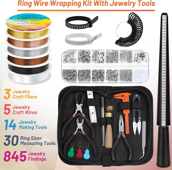 Audab Jewelry Wire Wrapping Jewelry Making Supplies Kit, Ring Sizer Measuring - Image 2