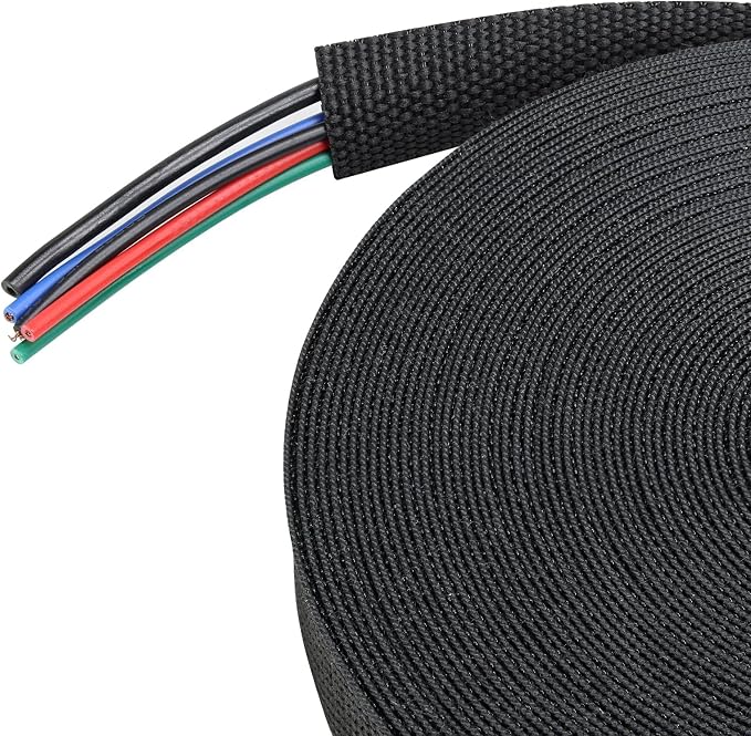 Heat Shrink Wire Loom 2:1 Shrinkable Braided Cable Sleeve 3/8 Inch ID-220ft by BuyUneed