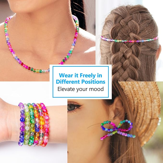 XSEINO About 7200pcs 144 Colors 6mm Crackle Glass Beads Bracelet Making Kit - Image 6