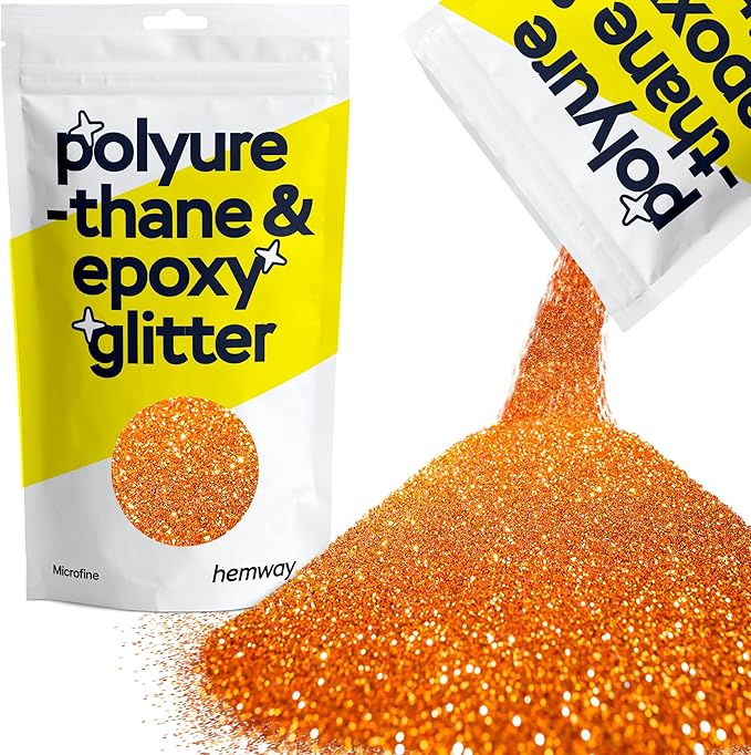 Hemway Polyurethane & Epoxy Resin Glitter 100g / 3.5oz Metallic Crystal Flake Additive for Flooring Jewelry Tumblers Glass Pigment - Microfine (1/256" 0.004" 0.1mm) - Copper