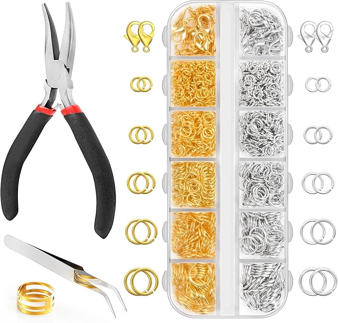 1200 Pcs Jump Rings for Jewelry Making Supplies, Necklace Repair Kit by QulltkClasp