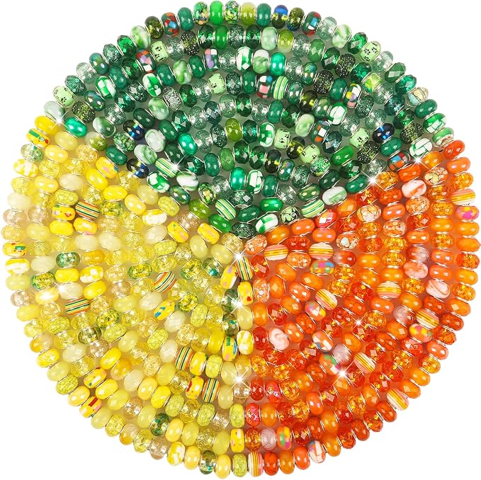 Zyehxed Large Hole Beads Orange Yellow Green Fairy Wand Garden Beads by BRACELETMAKINGKIT