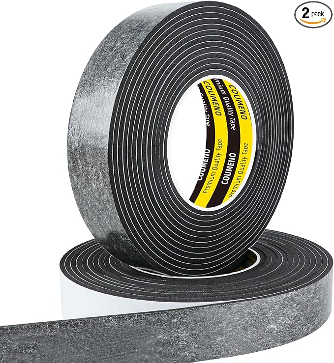 2 Pack EVA Single-Sided Adhesive Black Foam Tape, 1.2inx9.84FT Single-Sided Sealing Strip Foam Pad Sponge Tape Window Weatherproof, Self-Adhesive Insulation Sealing Tape