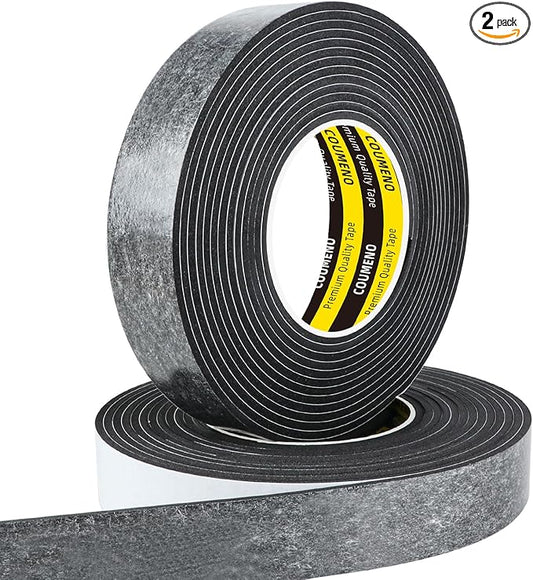 2 Pack EVA Single-Sided Adhesive Foam Tape 1.2inx16.4FT Single-Sided Sealing Strip Foam Pad Sponge Tape Window Weatherproof, Self-Adhesive Insulation Sealing Tape Black