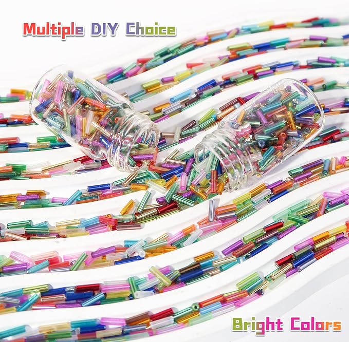 EuTengHao 9600Pcs Tube Beads Kit 7mm Glass Bugle Seed Beads - Image 3