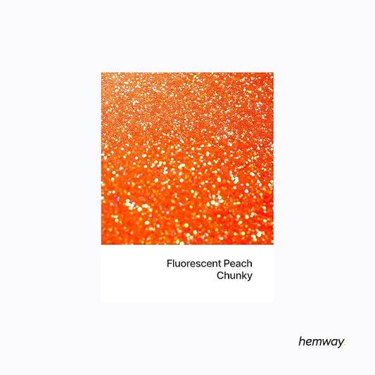 Hemway Polyurethane & Epoxy Resin Glitter 100g / 3.5oz Metallic Crystal Flake Additive for Flooring Jewelry Tumblers Glass Pigment - Chunky (1/40" 0.025" 0.6mm) - Fluorescent Peach