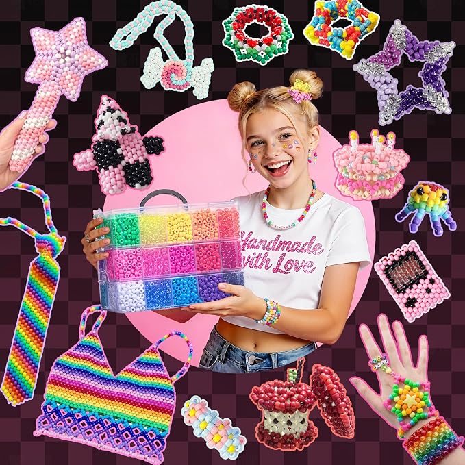 Simetufy 10000Pcs Pony Beads Bulk, 30 Colors Rainbow Kandi Beads - Image 6