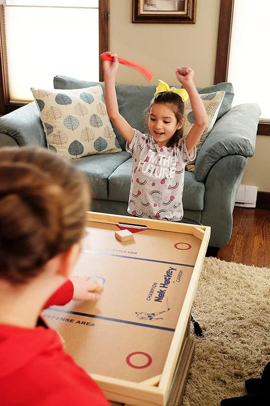 Carrom Champion Nok Hockey Game (Standard Size) — Wooden Board Games for Adults & Children — Indoor and Outdoor Games for Family — Sports Board Games