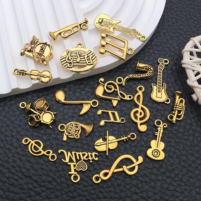 WOCRAFT 60pcs Antique Gold Music Bracelet Charms - Image 5