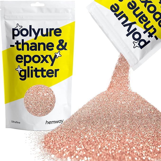 Hemway Polyurethane & Epoxy Glitter Metallic Crystal Flake Additive for Flooring, Jewellery Making, Tumblers and Resin 100g / 3.5oz - Ultrafine (1/128" 0.008" 0.2mm) - Rose Gold