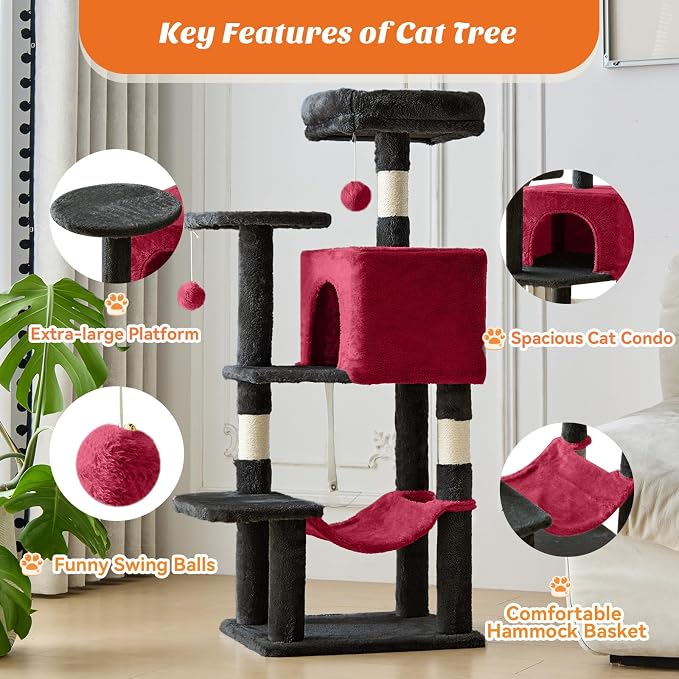 DUMOS Small 44 Inch Cat Tree Tower, Cat Climbing Tower - Image 3