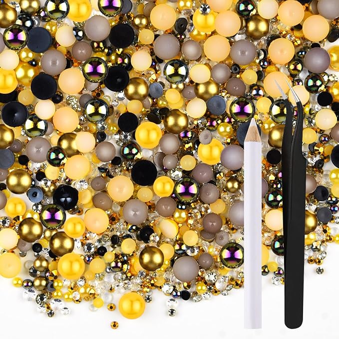 ASTARON 50g Mix Flatback Rhinestones Half Pearls by ASTARON