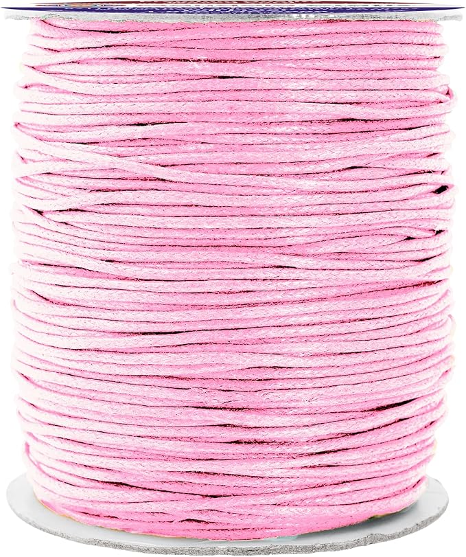 Mandala Crafts 1.5mm 109 Yards Baby Pink Cotton Waxed Cord for Jewelry Making Bracelet Cord Waxed String - Beading String Thread Jewelry Cords for Necklaces String