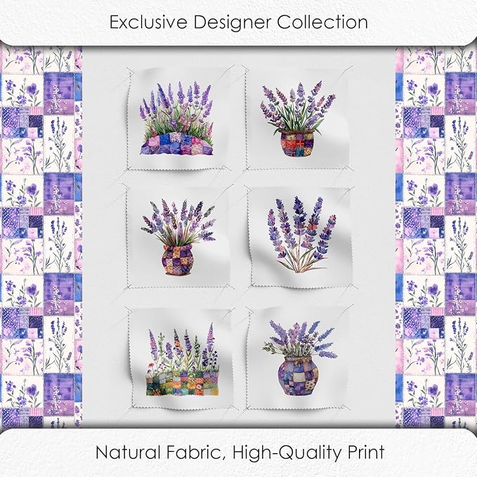 Lavender Patchwork Cotton Fabric Panel – 6 Designs + Bonus Sheet 29.5×19.6 inch - Image 5