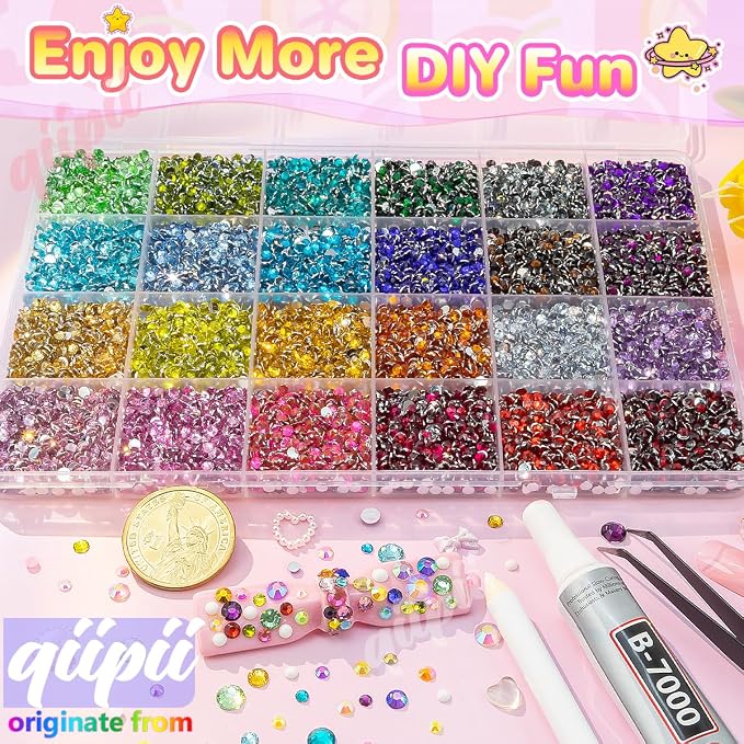 qiipii 24 Color 13800pcs 3mm Crystal Resin Rhinestones - Image 4