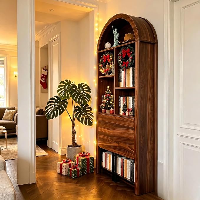 Folding Arched Bookshelf Narrow Bookcase - Image 7