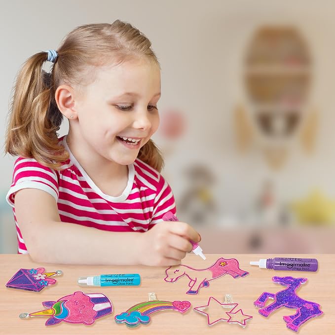 Imagimake Window Art Unicorn | Low Mess Suncatcher Kit | 16 Pieces Glass - Image 5