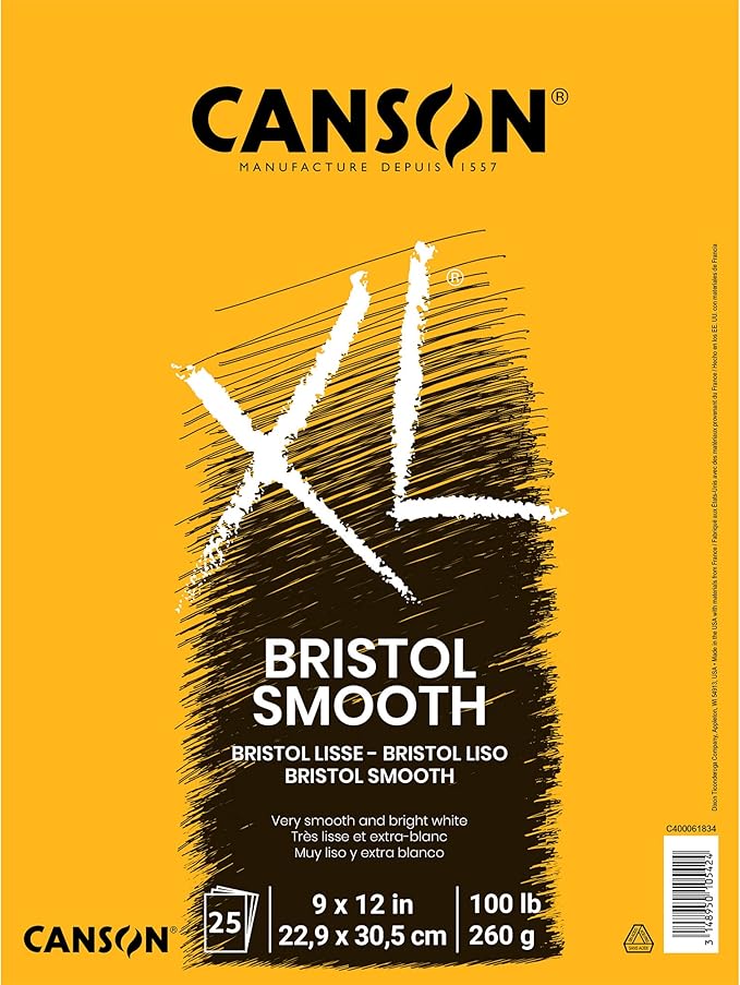 Canson XL Series Bristol Paper, Foldover Pad, 9x12 inches, 25 Sheets by Unknown