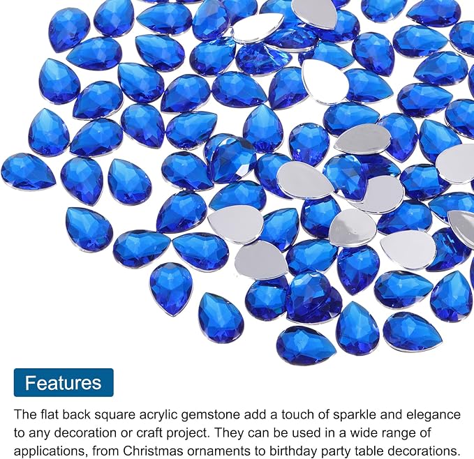 MECCANIXITY 50PCS Flat Back Acrylic Teardrop Gems 10x14mm Artificial Rhinestones - Image 4