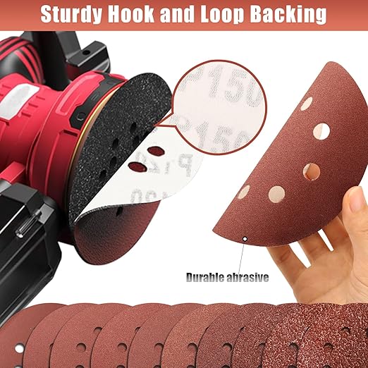 150 PCS 5 Inch Sanding Discs Hook and Loop Sandpaper for Random Orbital Sander Include 60 80 100 120 150 180 240 320 400 600 Grit