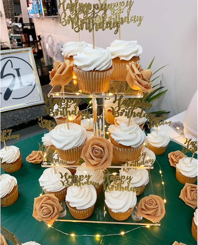 YestBuy 3 Tier Clear Square Cupcake Stand - Image 7