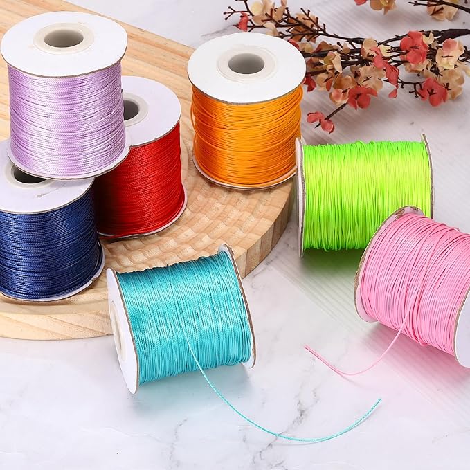MECCANIXITY Waxed Cord 0.5mm Waxed Polyester Cord 175 Yard Wax String for Bracelet Making, Necklaces, Beading, Jewelry Making and DIY Crafts(Light Purple)