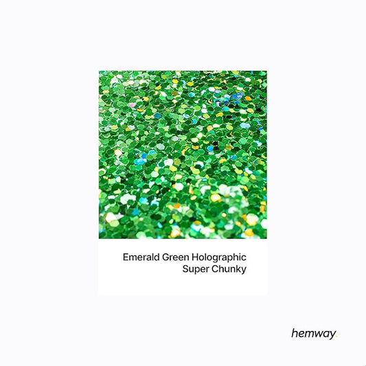 Hemway Glitter for Resin 100g Emerald Green Holographic Metallic Crystals for Epoxy Craft Super Chunky Flakes Tumblers Wax Melt