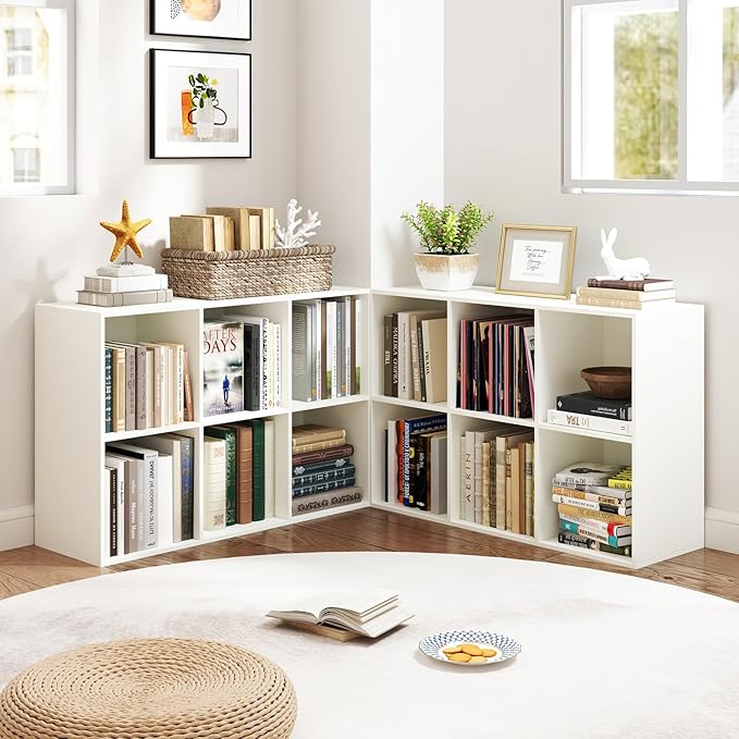 Giantex 6-Cube Bookcase, 3-Tier Cubby Bookshelf, Horizontal Vertical Display Rack with Anti-Tipping Kits, Modern Storage Organizer Shelf Unit for Bedroom, Living Room, Study Room, White