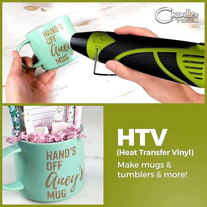 Heat Gun for Crafting, Mini Dual Temp Hot Air Gun Tool for Epoxy Resin, Shrink Wrapping, Vinyl Wrap, Embossing, Electronics, Candle Making, Sublimation, Phone Repair & DIY (Green/Black)