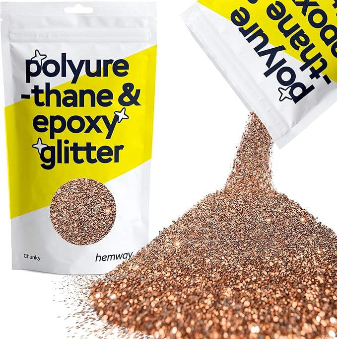 Hemway Polyurethane & Epoxy Resin Glitter 100g / 3.5oz Metallic Crystal Flake Additive for Flooring Jewelry Tumblers Glass Pigment - Chunky (1/40" 0.025" 0.6mm) - Bronze Brown