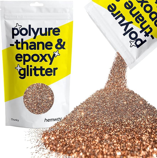 Hemway Polyurethane & Epoxy Resin Glitter 100g / 3.5oz Metallic Crystal Flake Additive for Flooring Jewelry Tumblers Glass Pigment - Chunky (1/40" 0.025" 0.6mm) - Bronze Brown