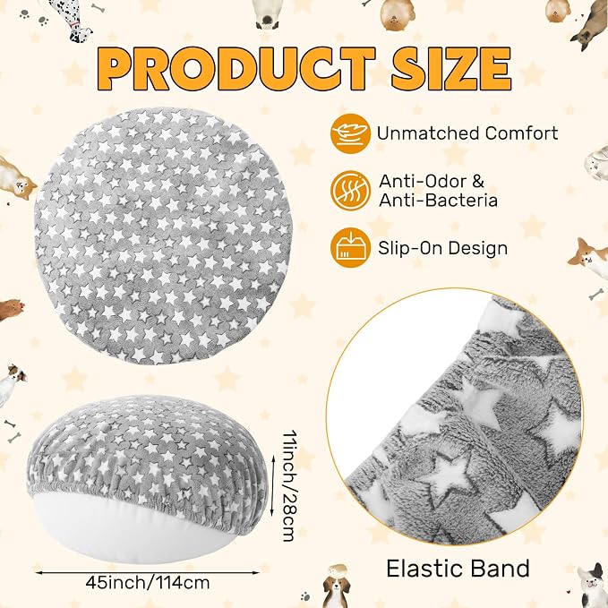 Youyole Large Washable Round Dog Bed Cover Replacement Waterproof 45 x 45 x 11 - Image 2