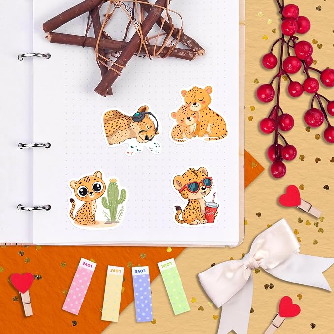 100Pcs Cheetah Stickers for Water Bottle, Laptop - Image 8
