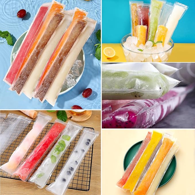 FEBSNOW 120 Disposable Ice Popsicle Mold Bags Freezer Tubes - Image 3