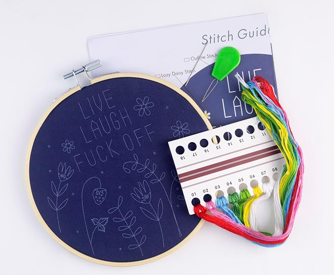 FUNATIC Live Laugh F Off Embroidery Kit | Funny Beginner Needle Work Starter Set - Image 2