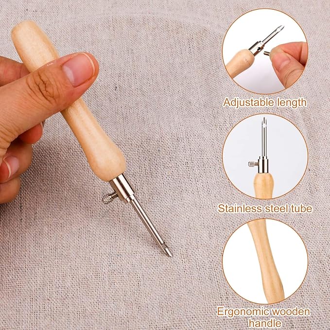 5pcs Punch Needle Kit, Punch Needle Tool Includes 2/3/4mm Metal Punch Needle - Image 4