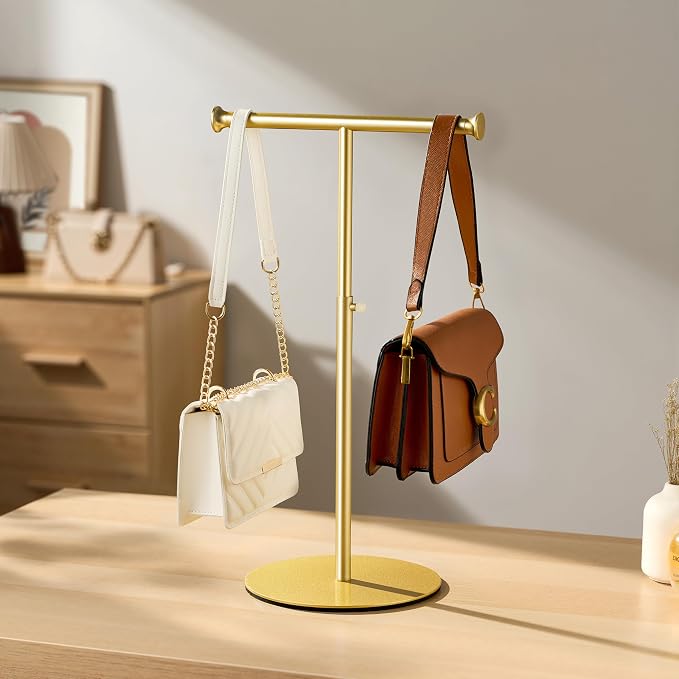 niffgaff T Bar Purse Display Stand Tabletop: Adjustable Height Handbag Holder - Image 4